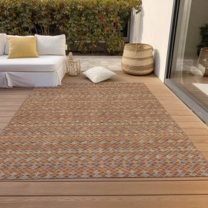 Lozenza Orange Washable Indoor - Outdoor Rug - LOOMLAN - LOOMLAN Rugs - Outdoor Rugs
