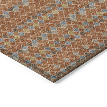 Lozenza Orange Washable Indoor - Outdoor Rug - LOOMLAN - LOOMLAN Rugs - Outdoor Rugs