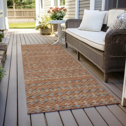 Lozenza Orange Washable Indoor - Outdoor Rug - LOOMLAN - LOOMLAN Rugs - Outdoor Rugs