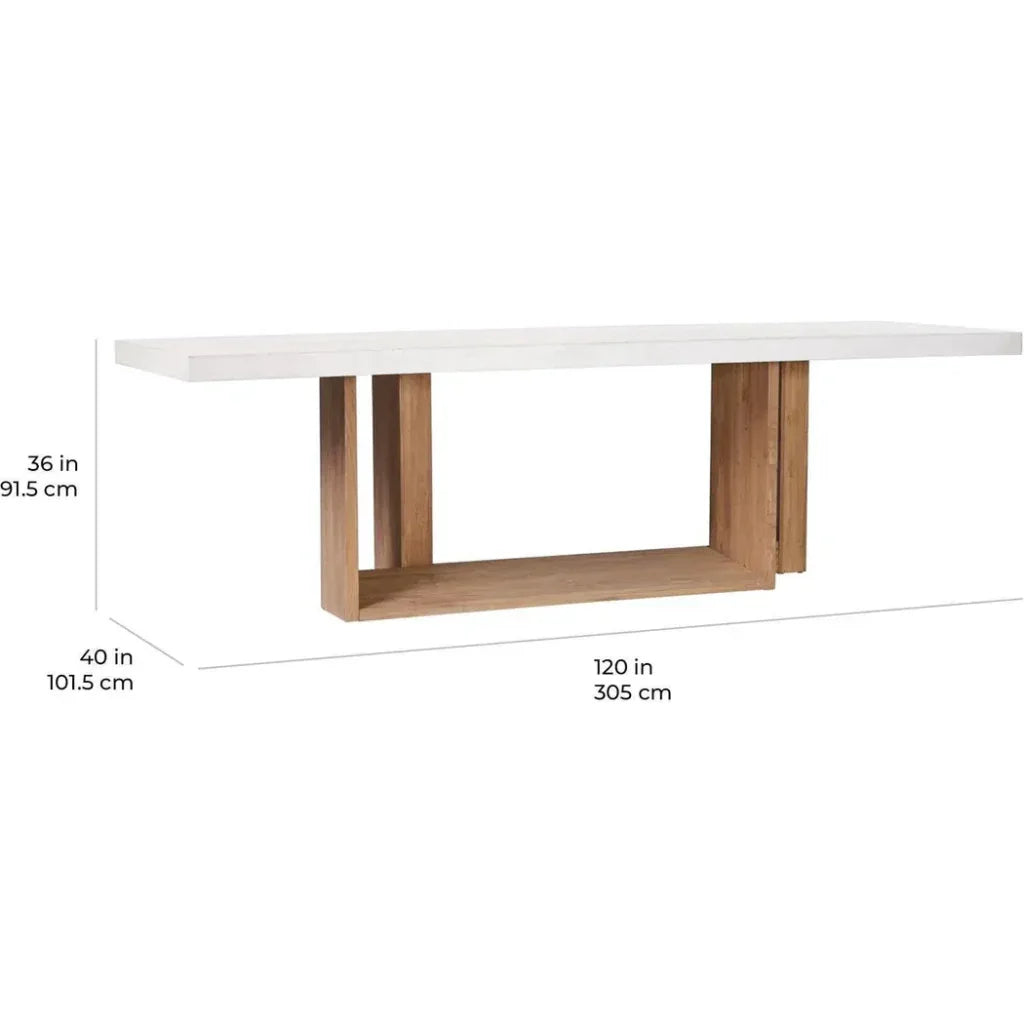 Lucca Outdoor Concrete Counter Table - White Outdoor-Outdoor Dining Tables-Seasonal Living-LOOMLAN