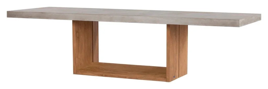 Lucca Teak And Concrete Patio Dining Table-Outdoor Dining Tables-Seasonal Living-LOOMLAN