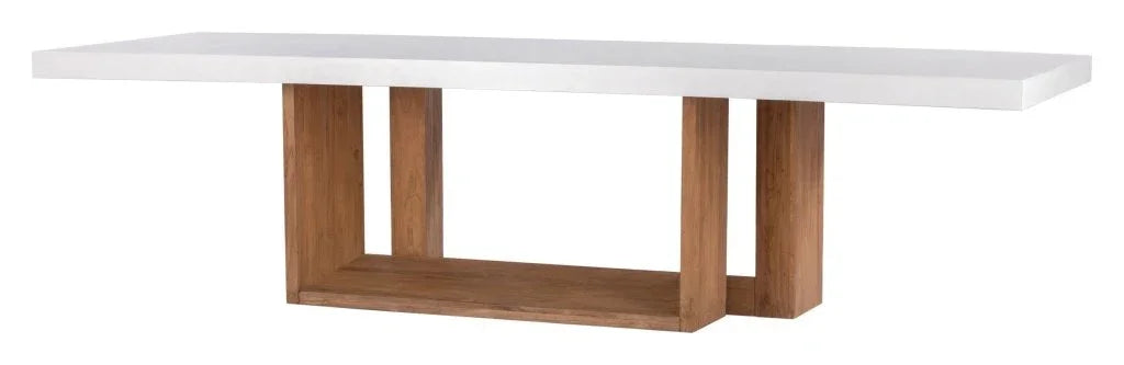 Lucca Teak And Concrete Patio Dining Table-Outdoor Dining Tables-Seasonal Living-LOOMLAN