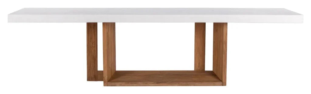 Lucca Teak And Concrete Patio Dining Table-Outdoor Dining Tables-Seasonal Living-LOOMLAN
