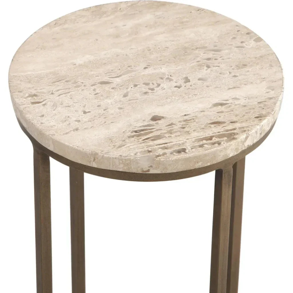 Lucia Iron Brown Round Accent Table - LOOMLAN - Bassett Mirror - Side Tables