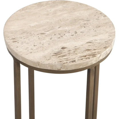 Lucia Iron Brown Round Accent Table - LOOMLAN - Bassett Mirror - Side Tables