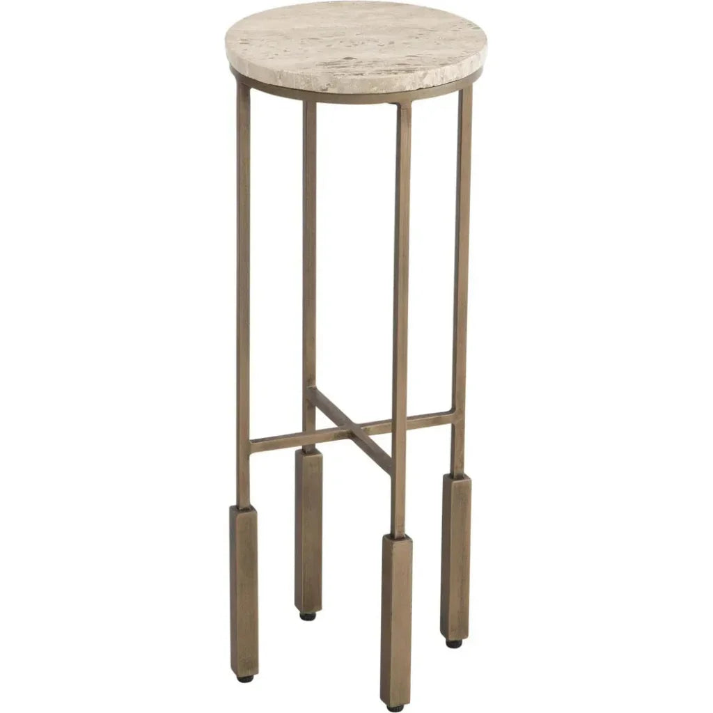 Lucia Iron Brown Round Accent Table - LOOMLAN - Bassett Mirror - Side Tables