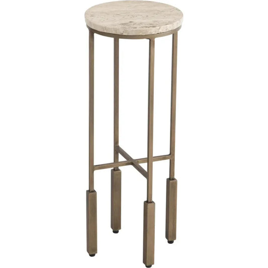 Lucia Iron Brown Round Accent Table - LOOMLAN - Bassett Mirror - Side Tables