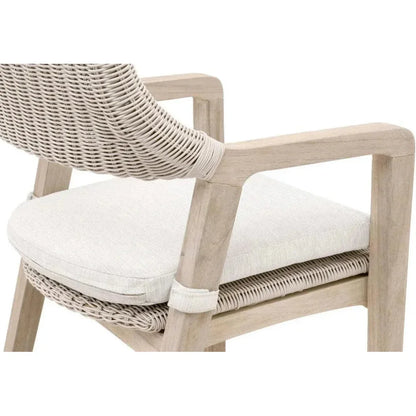 Lucia Outdoor Counter Stool Arms White Wicker & Teak-Outdoor Counter Stools-Essentials For Living-LOOMLAN