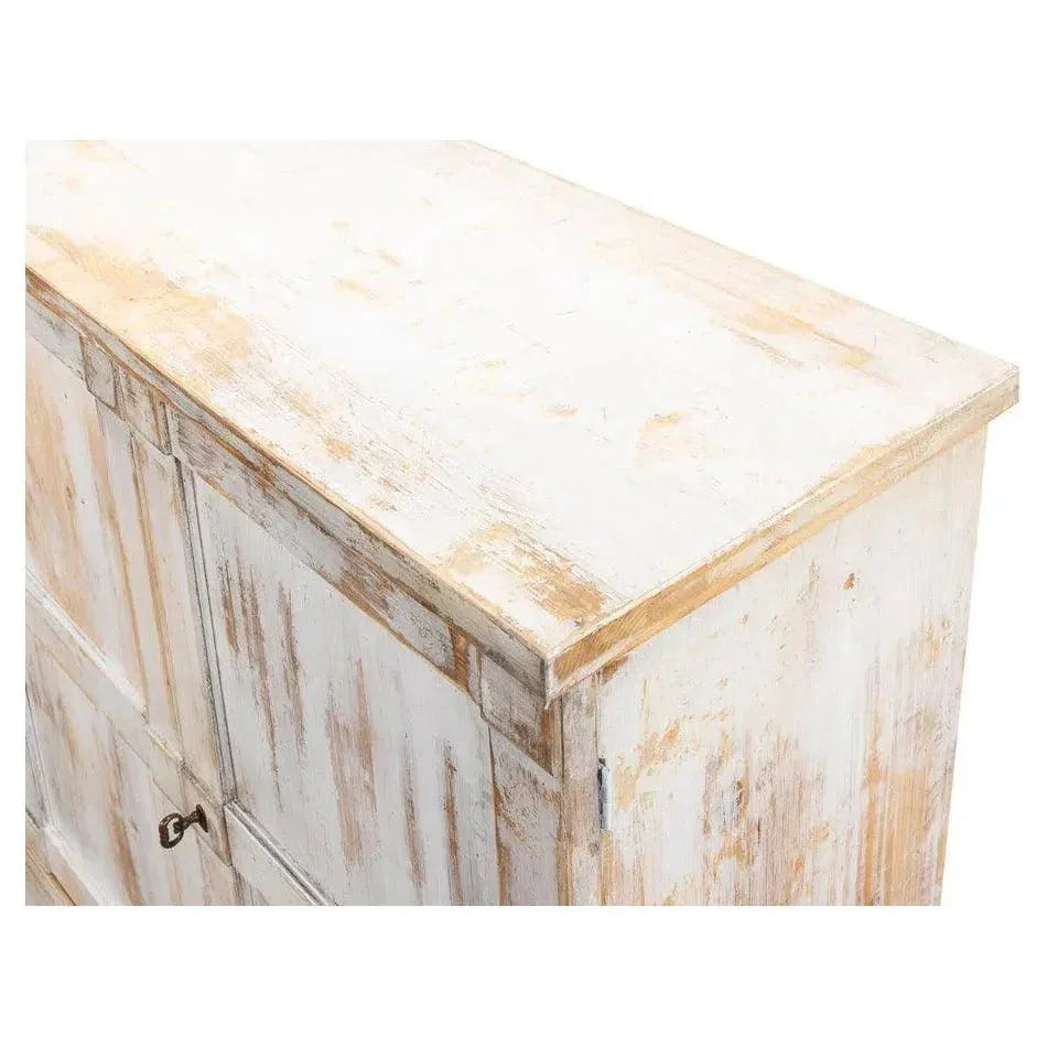 Luciana 6 Wood Door Buffet 112" Disr.White - LOOMLAN - Sarreid - Sideboards