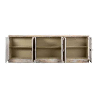 Luciana 6 Wood Door Buffet 112" Disr.White - LOOMLAN - Sarreid - Sideboards