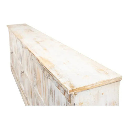 Luciana 6 Wood Door Buffet 112" Disr.White - LOOMLAN - Sarreid - Sideboards