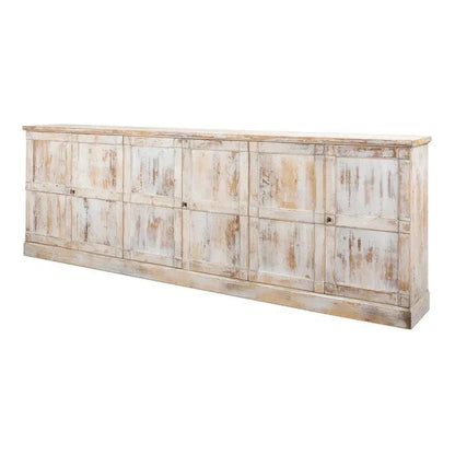 Luciana 6 Wood Door Buffet 112" Disr.White - LOOMLAN - Sarreid - Sideboards