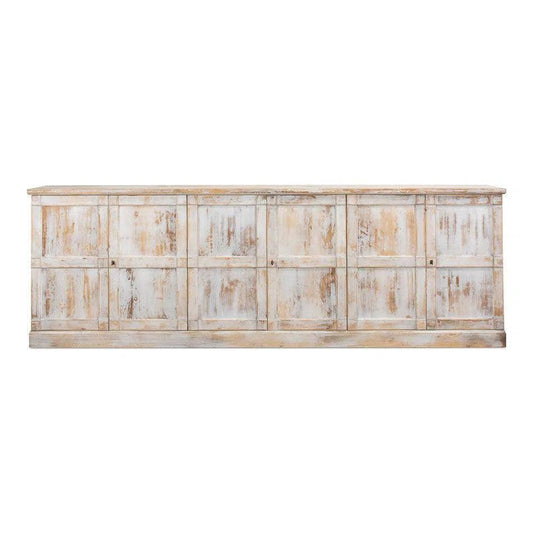 Luciana 6 Wood Door Buffet 112" Disr.White - LOOMLAN - Sarreid - Sideboards