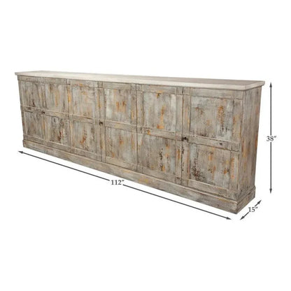 Luciana Wood Doors Buffet 112" Grey Stucco - LOOMLAN - Sarreid - Sideboards