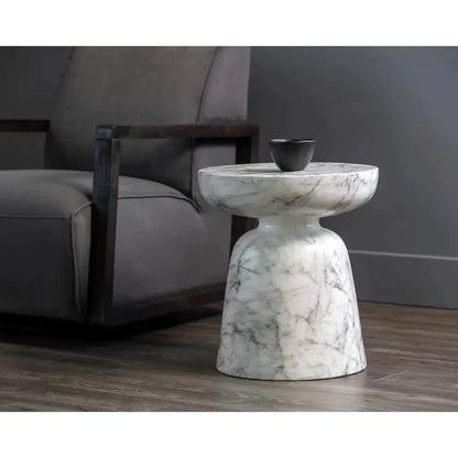 Lucida Concrete Outdoor Round End Table - LOOMLAN - SUNPAN - Outdoor Side Tables