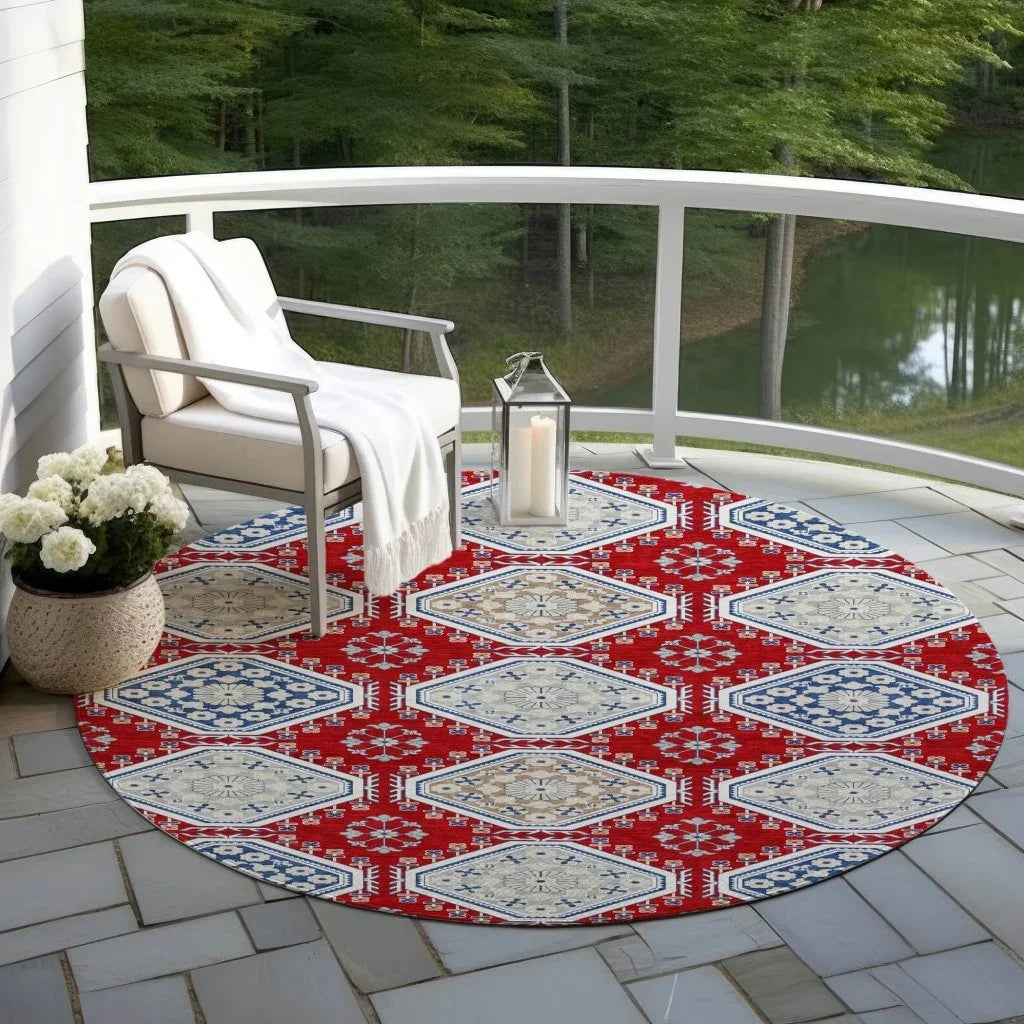 Lucinda Red Washable Indoor - Outdoor Rug - LOOMLAN - LOOMLAN Rugs - Outdoor Rugs