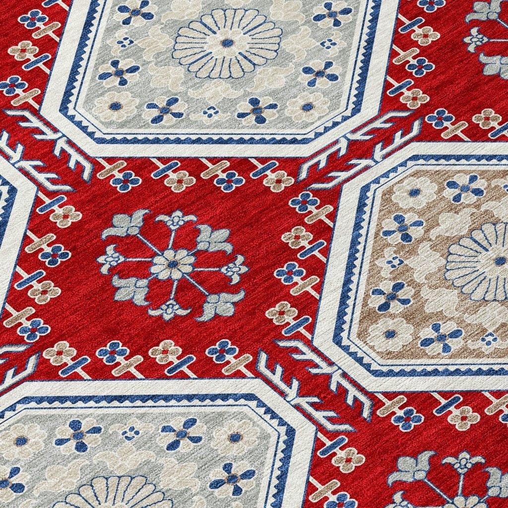 Lucinda Red Washable Indoor - Outdoor Rug - LOOMLAN - LOOMLAN Rugs - Outdoor Rugs