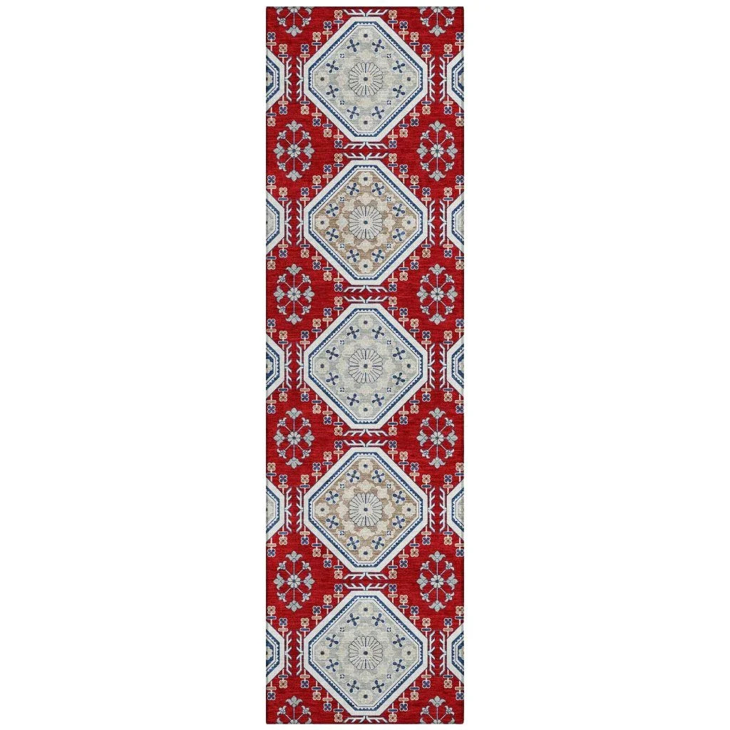 Lucinda Red Washable Indoor - Outdoor Rug - LOOMLAN - LOOMLAN Rugs - Outdoor Rugs
