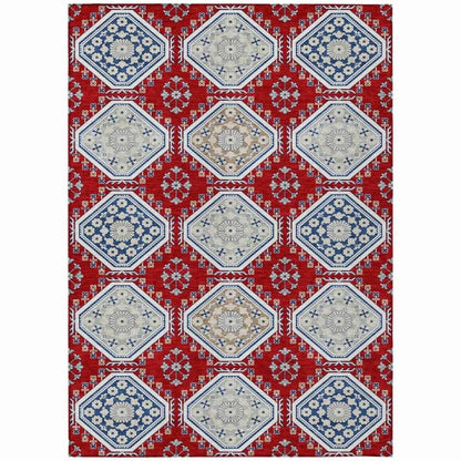 Lucinda Red Washable Indoor - Outdoor Rug - LOOMLAN - LOOMLAN Rugs - Outdoor Rugs