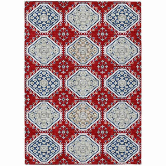 Lucinda Red Washable Indoor - Outdoor Rug - LOOMLAN - LOOMLAN Rugs - Outdoor Rugs