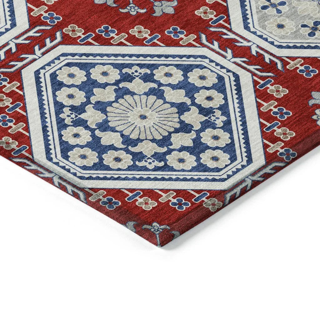 Lucinda Red Washable Indoor - Outdoor Rug - LOOMLAN - LOOMLAN Rugs - Outdoor Rugs