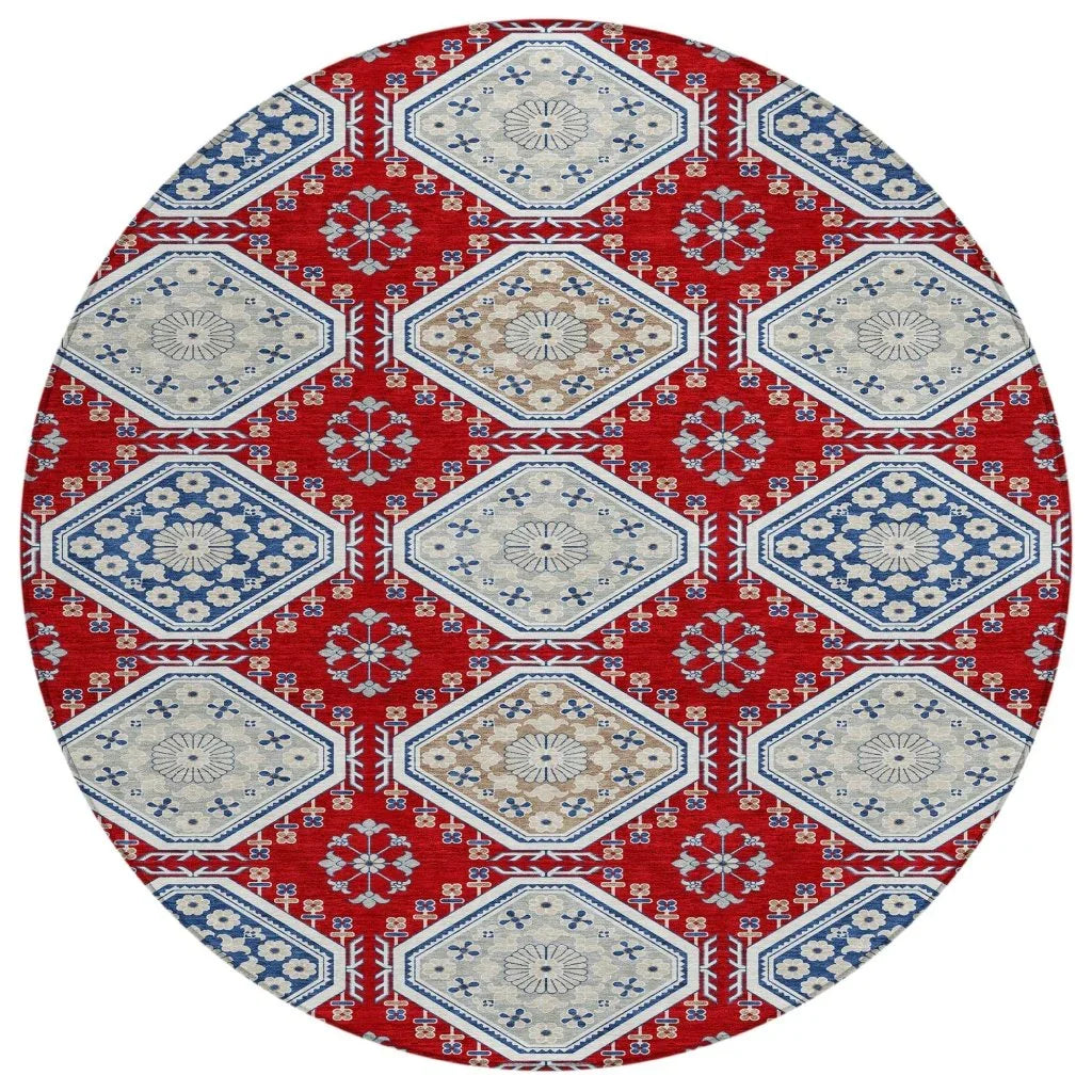Lucinda Red Washable Indoor - Outdoor Rug - LOOMLAN - LOOMLAN Rugs - Outdoor Rugs