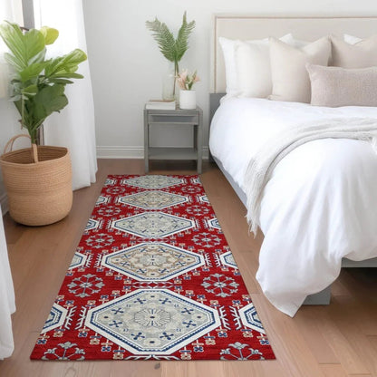 Lucinda Red Washable Indoor - Outdoor Rug - LOOMLAN - LOOMLAN Rugs - Outdoor Rugs