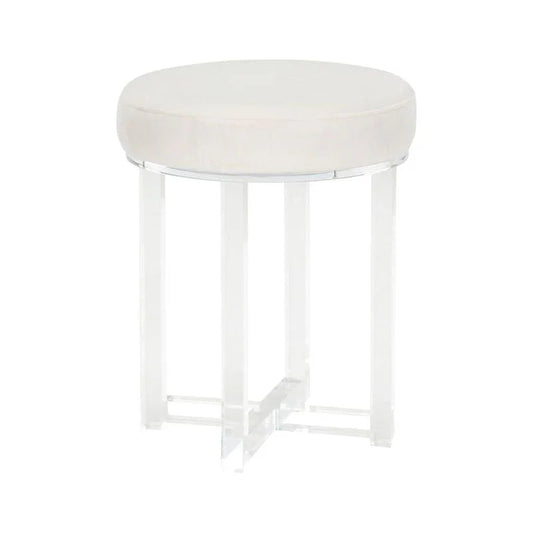 Lucy Acrylic Based White Stool - LOOMLAN - Chelsea House - Poufs and Stools