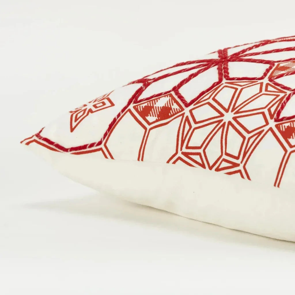 Lucy White & Red Throw Pillow Down Insert - LOOMLAN - LOOMLAN - Throw Pillows