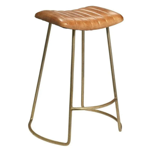 Luke Brown Buffalo Leather Counter Stoolout Back - LOOMLAN - Jamie Young - Counter Stools