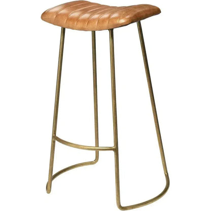 Luke Brown Buffalo Leather Metal Bar Stoolout Back - LOOMLAN - Jamie Young - Bar Stools
