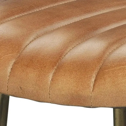 Luke Brown Buffalo Leather Metal Bar Stoolout Back - LOOMLAN - Jamie Young - Bar Stools