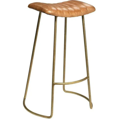Luke Brown Buffalo Leather Metal Bar Stoolout Back - LOOMLAN - Jamie Young - Bar Stools