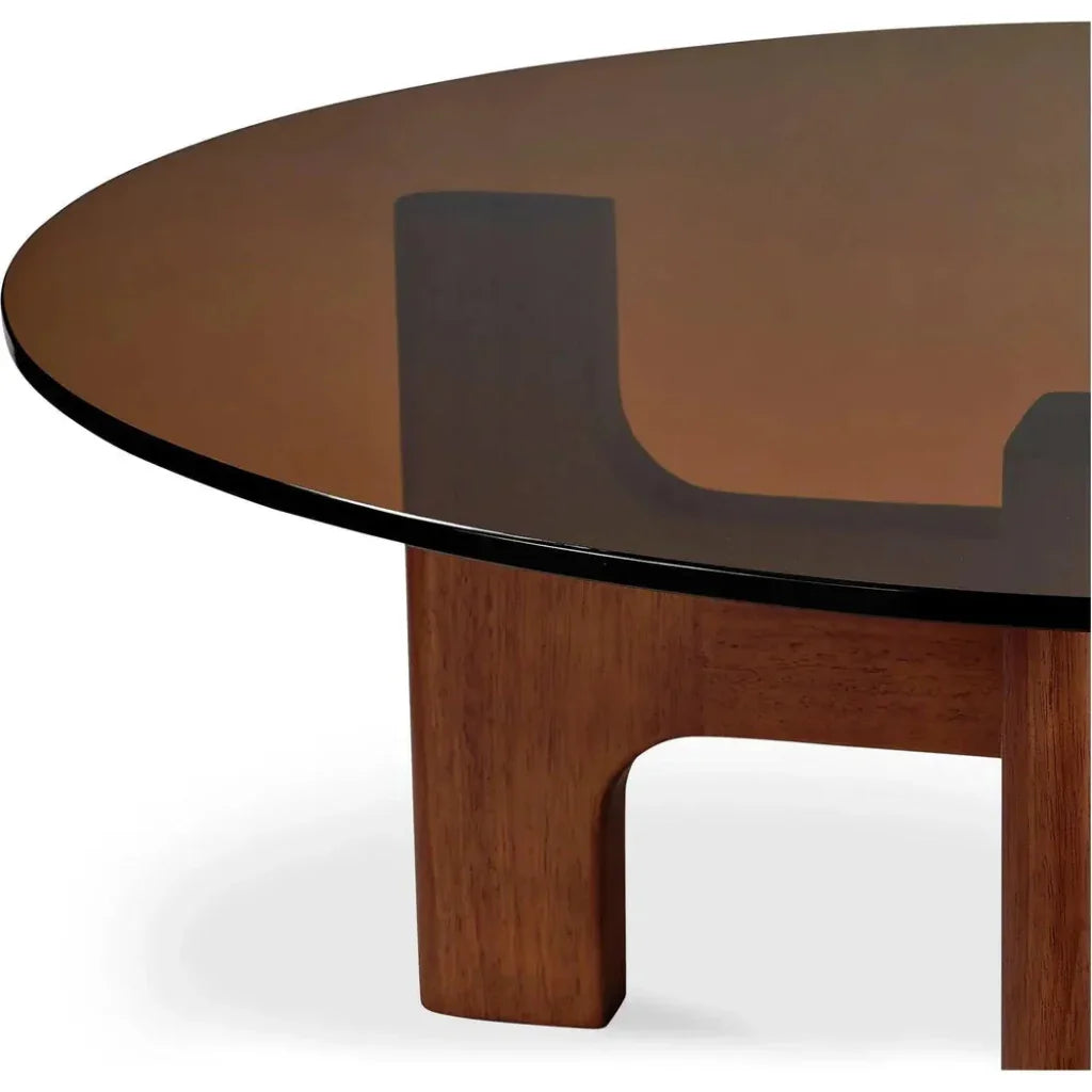 Luke Tempered Glass & Wood Round Coffee Table - LOOMLAN - Moe's Home - Coffee Tables