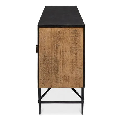 Luke Wood and Metal Brown 3 Door Sideboard - LOOMLAN - Sarreid - Sideboards