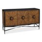 Luke Wood and Metal Brown 3 Door Sideboard - LOOMLAN - Sarreid - Sideboards