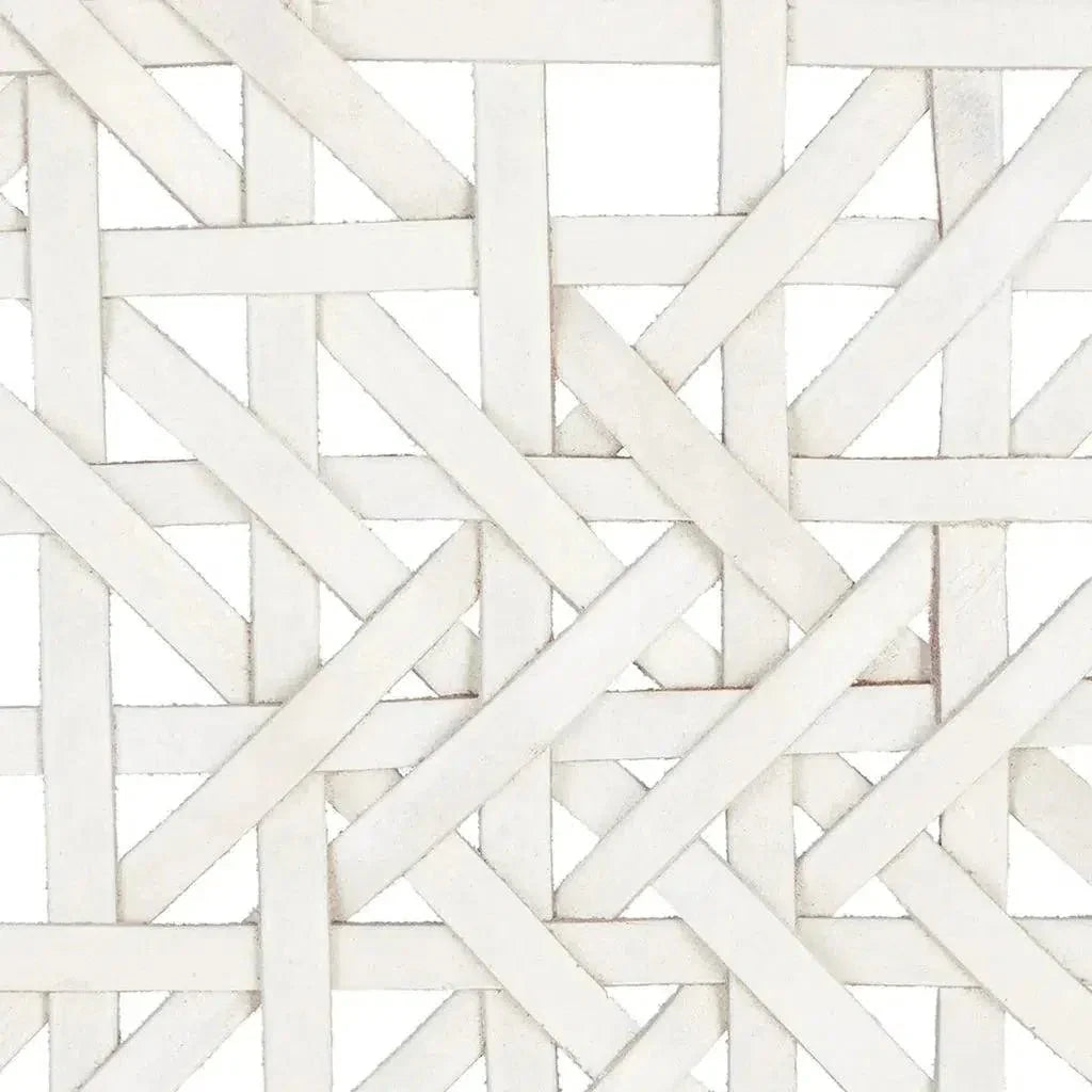 White Leather Woven Lulua Backless Bench - LOOMLAN - Artesia - Bedroom Benches