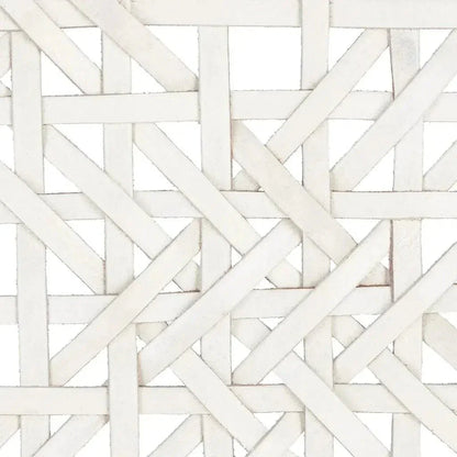 White Leather Woven Lulua Backless Bench - LOOMLAN - Artesia - Bedroom Benches