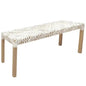 White Leather Woven Lulua Backless Bench - LOOMLAN - Artesia - Bedroom Benches