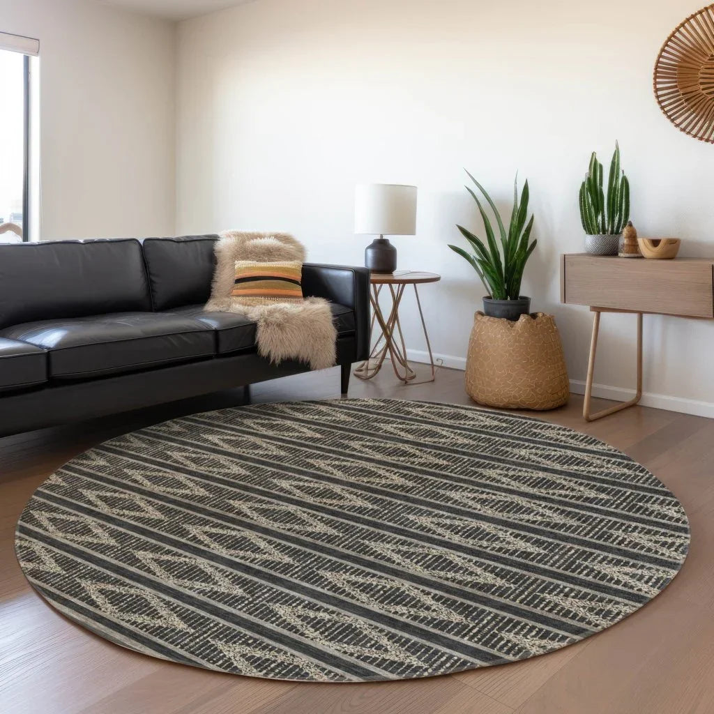 Lume Black Washable Indoor-Outdoor Rug-Outdoor Rugs-LOOMLAN Rugs-LOOMLAN