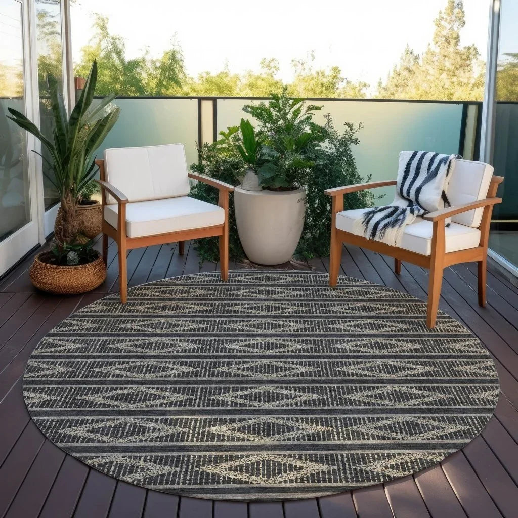 Lume Black Washable Indoor-Outdoor Rug-Outdoor Rugs-LOOMLAN Rugs-LOOMLAN