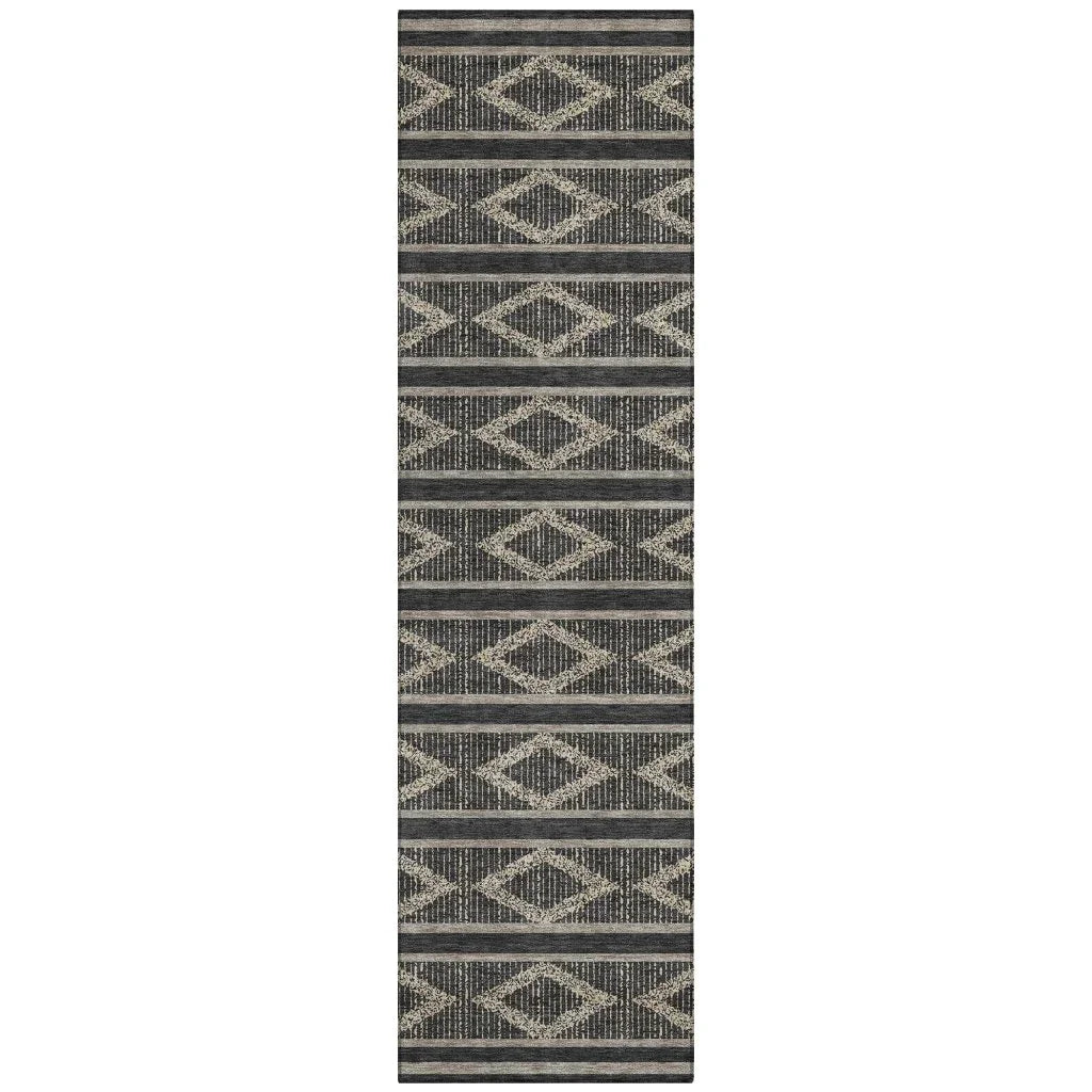 Lume Black Washable Indoor-Outdoor Rug-Outdoor Rugs-LOOMLAN Rugs-2'3" x 7'6"-LOOMLAN
