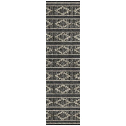 Lume Black Washable Indoor-Outdoor Rug-Outdoor Rugs-LOOMLAN Rugs-2'3" x 7'6"-LOOMLAN