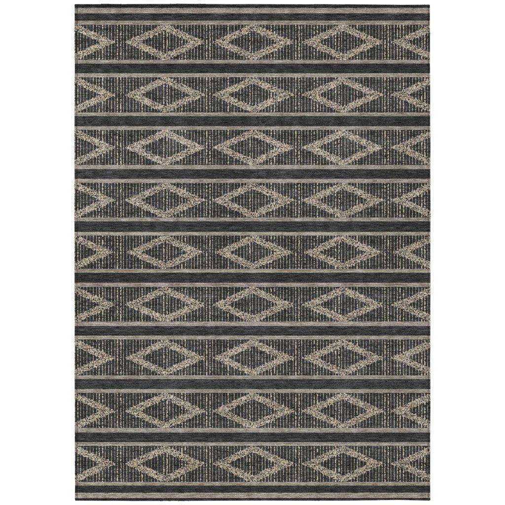 Lume Black Washable Indoor-Outdoor Rug-Outdoor Rugs-LOOMLAN Rugs-2'6" x 3'10"-LOOMLAN