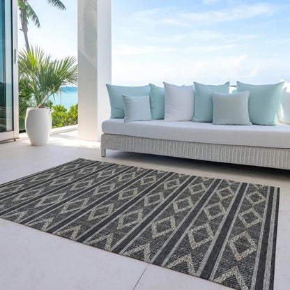 Lume Black Washable Indoor-Outdoor Rug-Outdoor Rugs-LOOMLAN Rugs-LOOMLAN