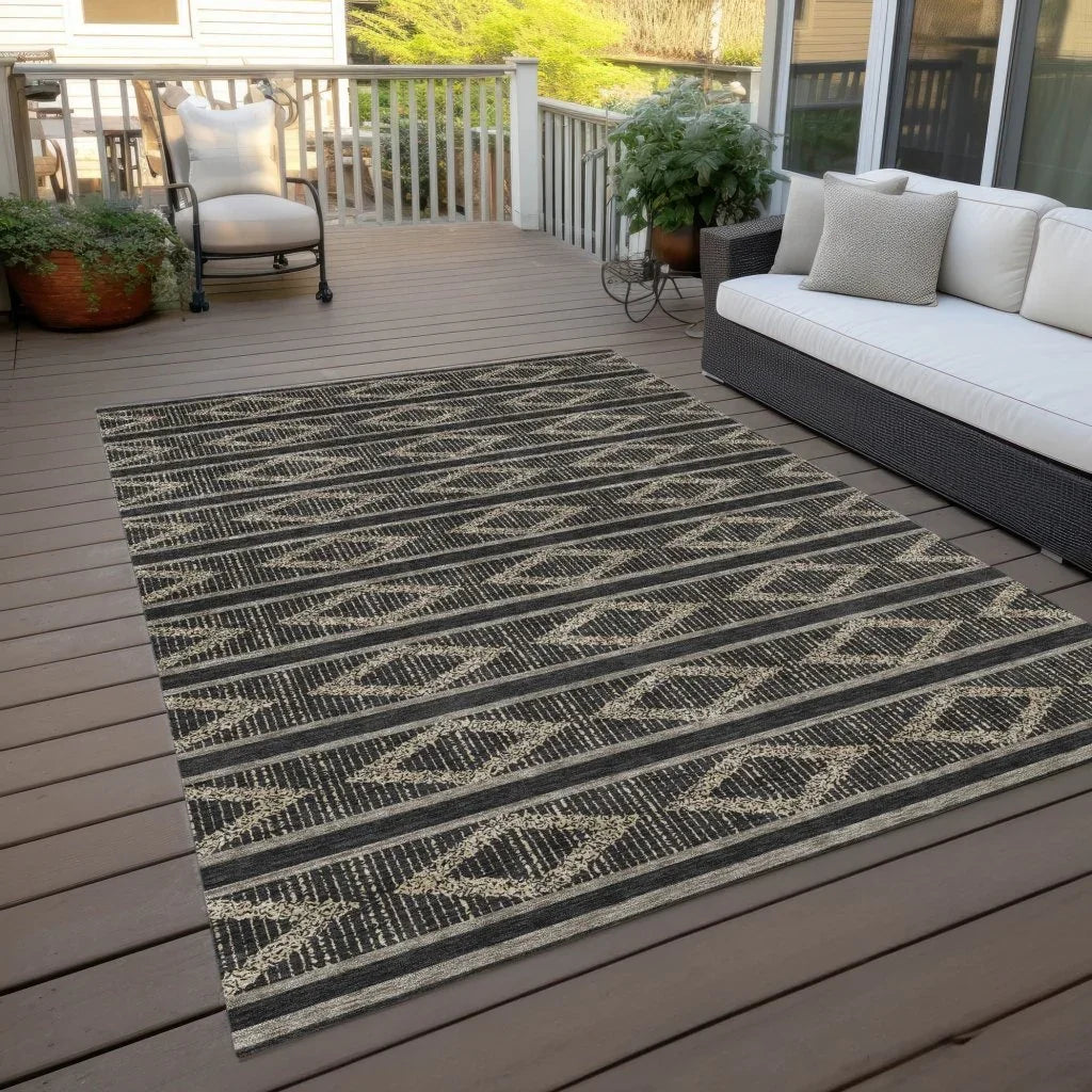 Lume Black Washable Indoor-Outdoor Rug-Outdoor Rugs-LOOMLAN Rugs-LOOMLAN