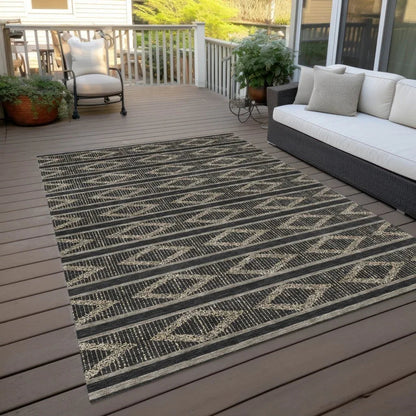 Lume Black Washable Indoor-Outdoor Rug-Outdoor Rugs-LOOMLAN Rugs-LOOMLAN