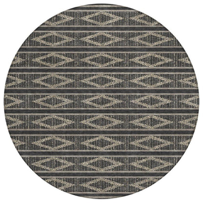 Lume Black Washable Indoor-Outdoor Rug-Outdoor Rugs-LOOMLAN Rugs-8' x 8'-LOOMLAN
