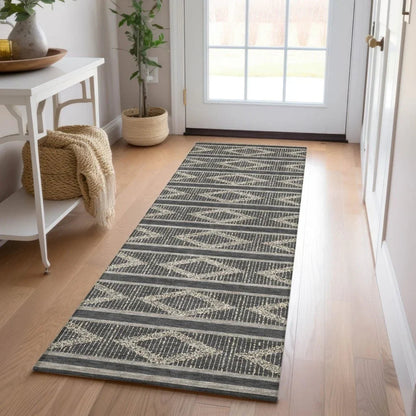 Lume Black Washable Indoor-Outdoor Rug-Outdoor Rugs-LOOMLAN Rugs-LOOMLAN