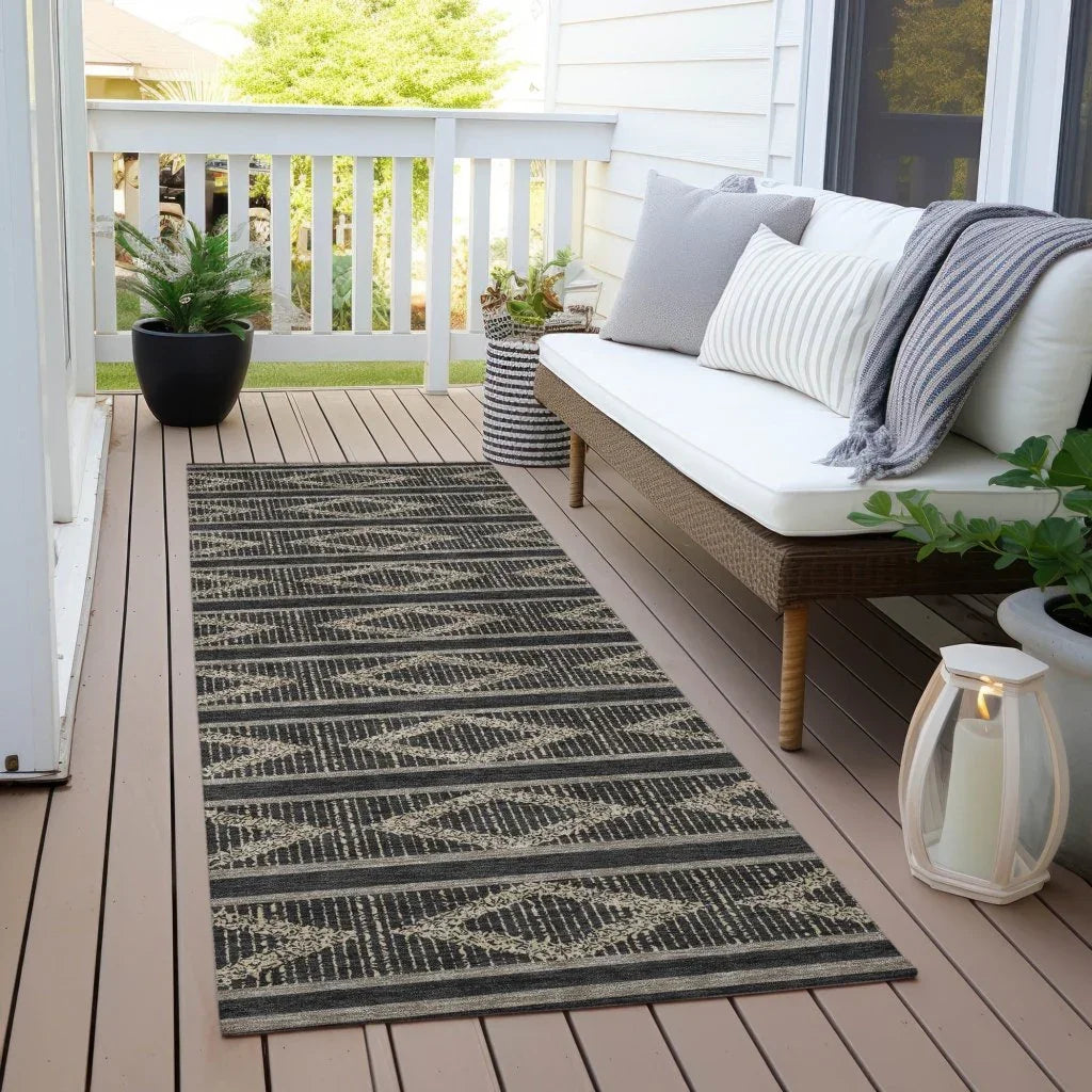 Lume Black Washable Indoor-Outdoor Rug-Outdoor Rugs-LOOMLAN Rugs-LOOMLAN
